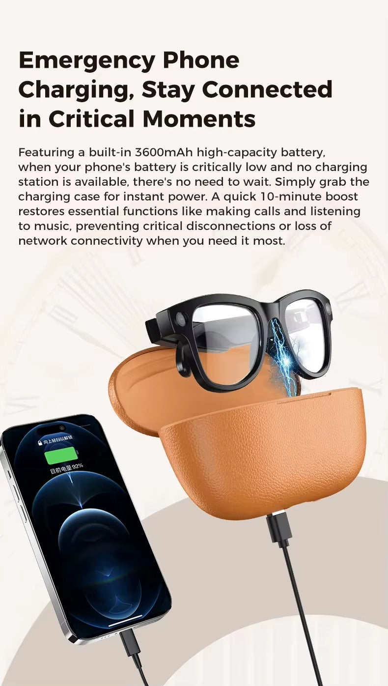AI Smart Glasses 4K HD Camera Sunglasses WIFI BT Call Audio Record Translation