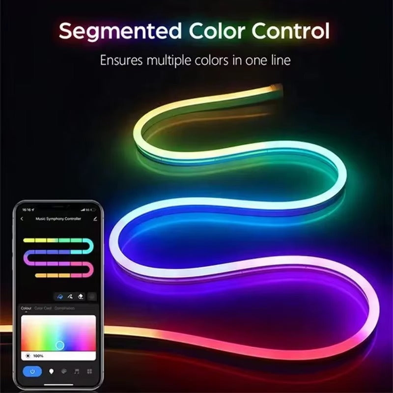 RGBIC LED PVC Neon Light Strip Kit – USB 5V, IP65 Waterproof, App Control