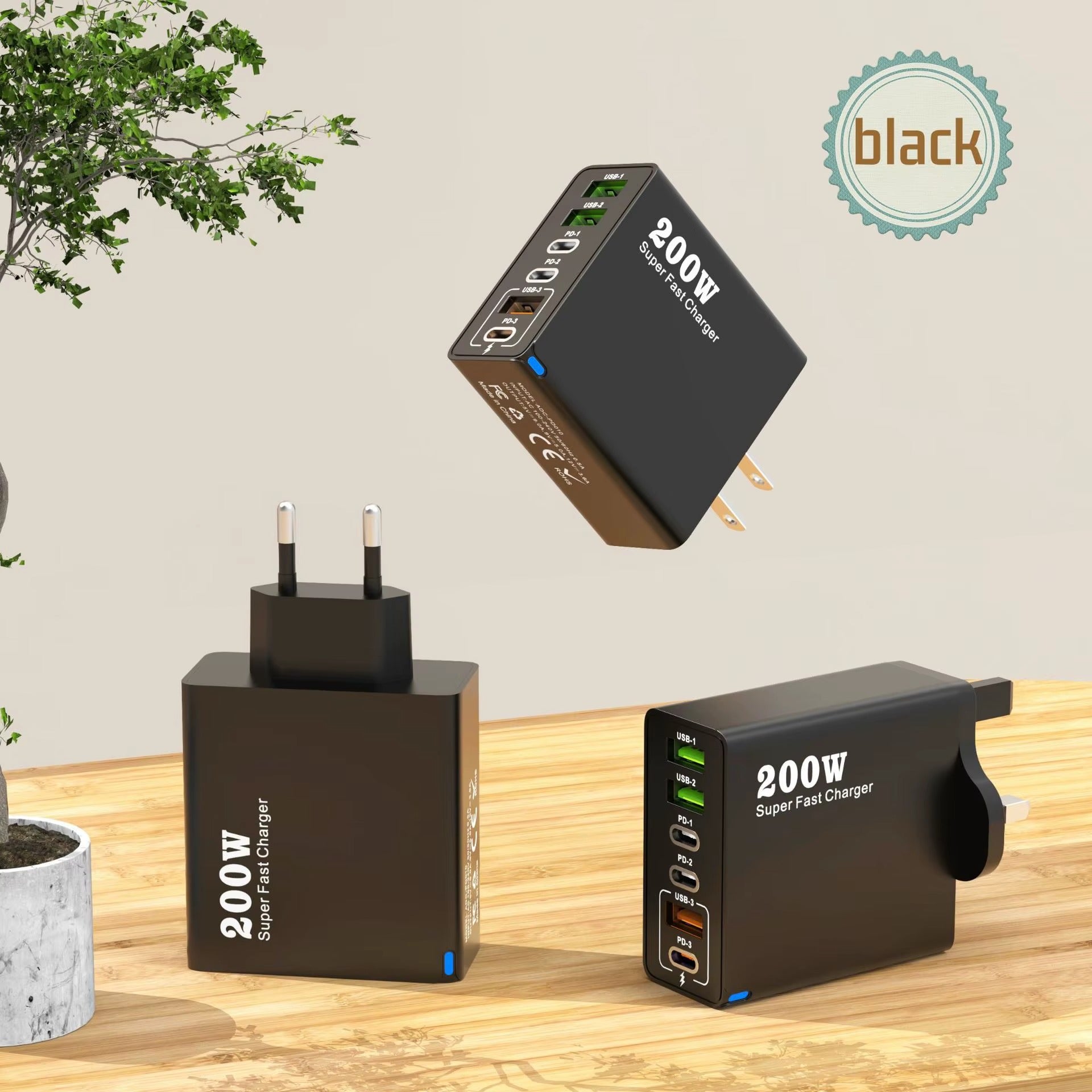 20W GaN Multi-Port Charger 3USB + 3PD | Fast Charging | UK Plug