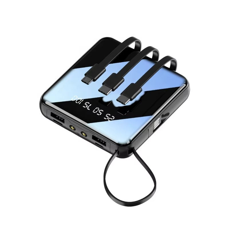 2026 New Mini Power Bank 20000mAh – Type-C & USB Fast Charging integrated cables