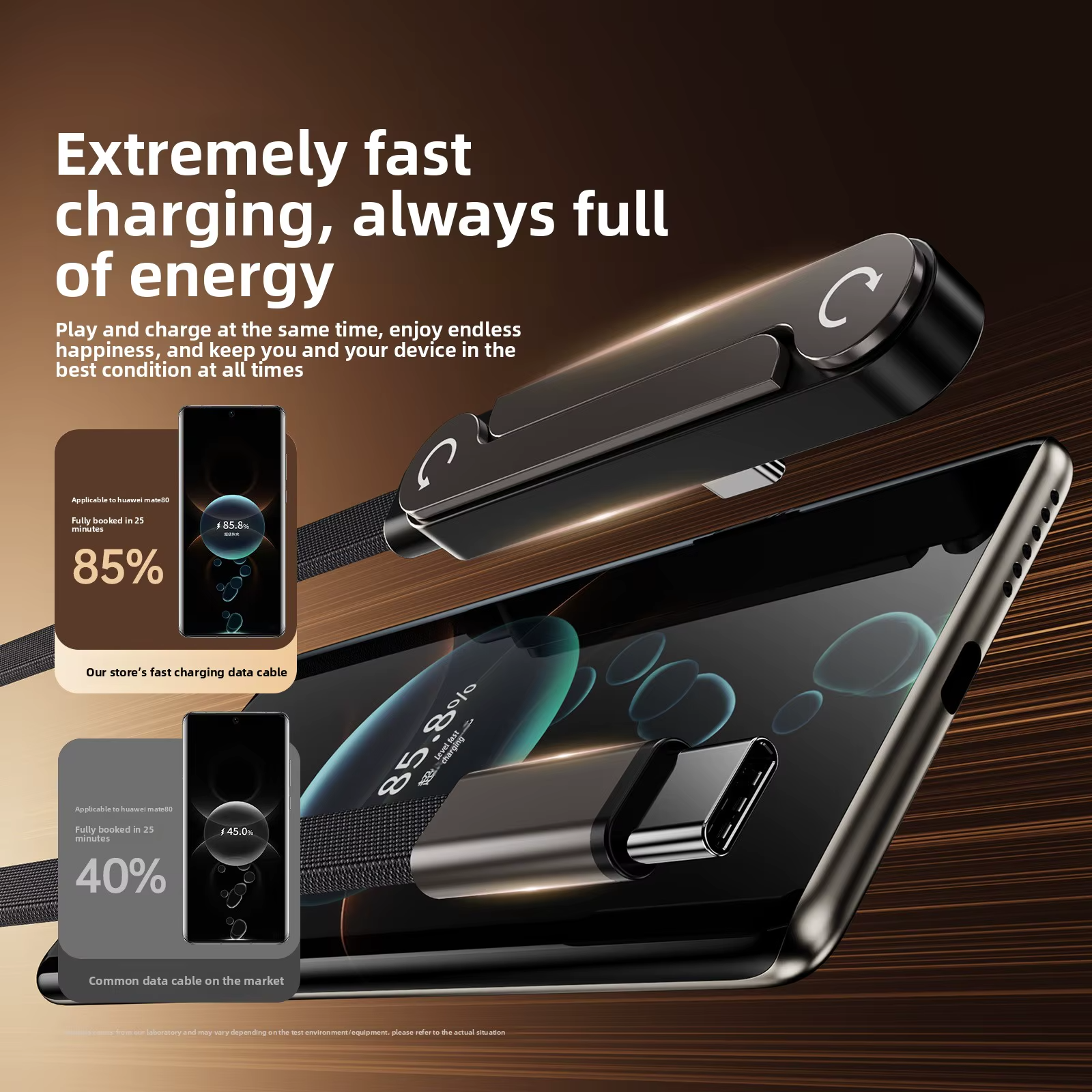 240W Gaming Cable with Built-In Foldable Phone Stand | Type-C to Type-C | 1.5m