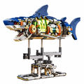 MJI 13054 mechanical shark building block set on display stand