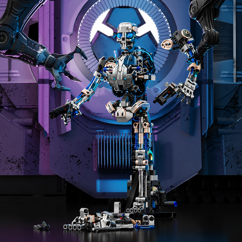 MJI 13091 mechanical skeleton robot building set, assembly stages