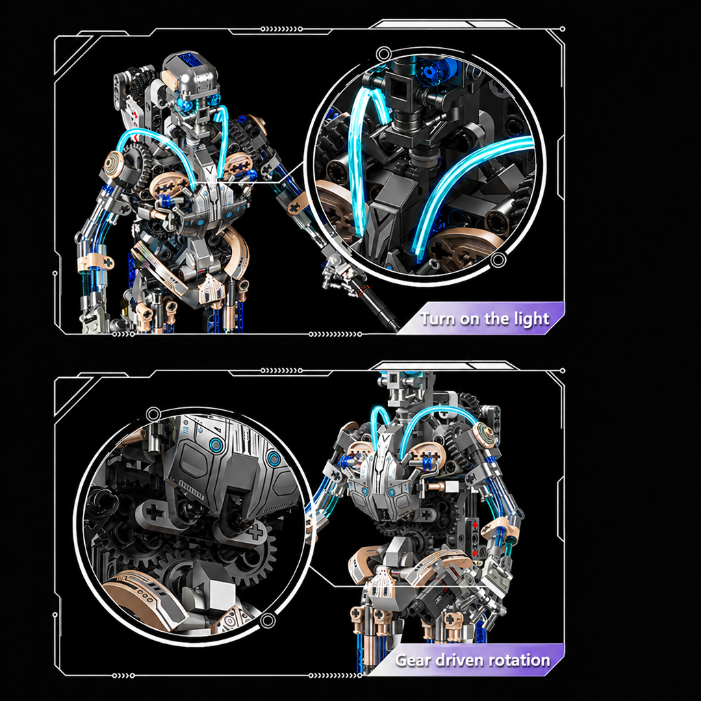MJI 13091 mechanical skeleton robot lighting and gear detail