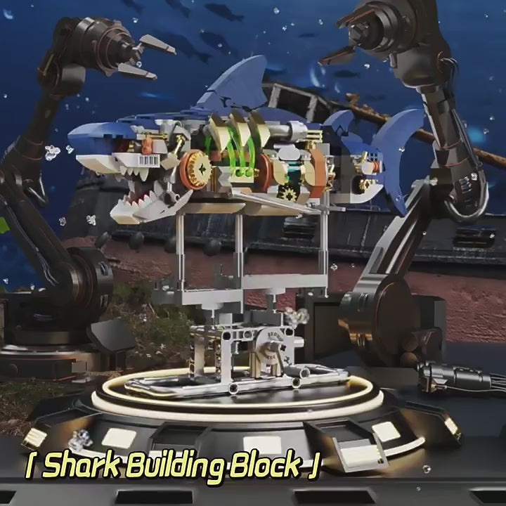 MJI 13054 Moving Mechanical Shark Building Block Set with LED Light – 12+