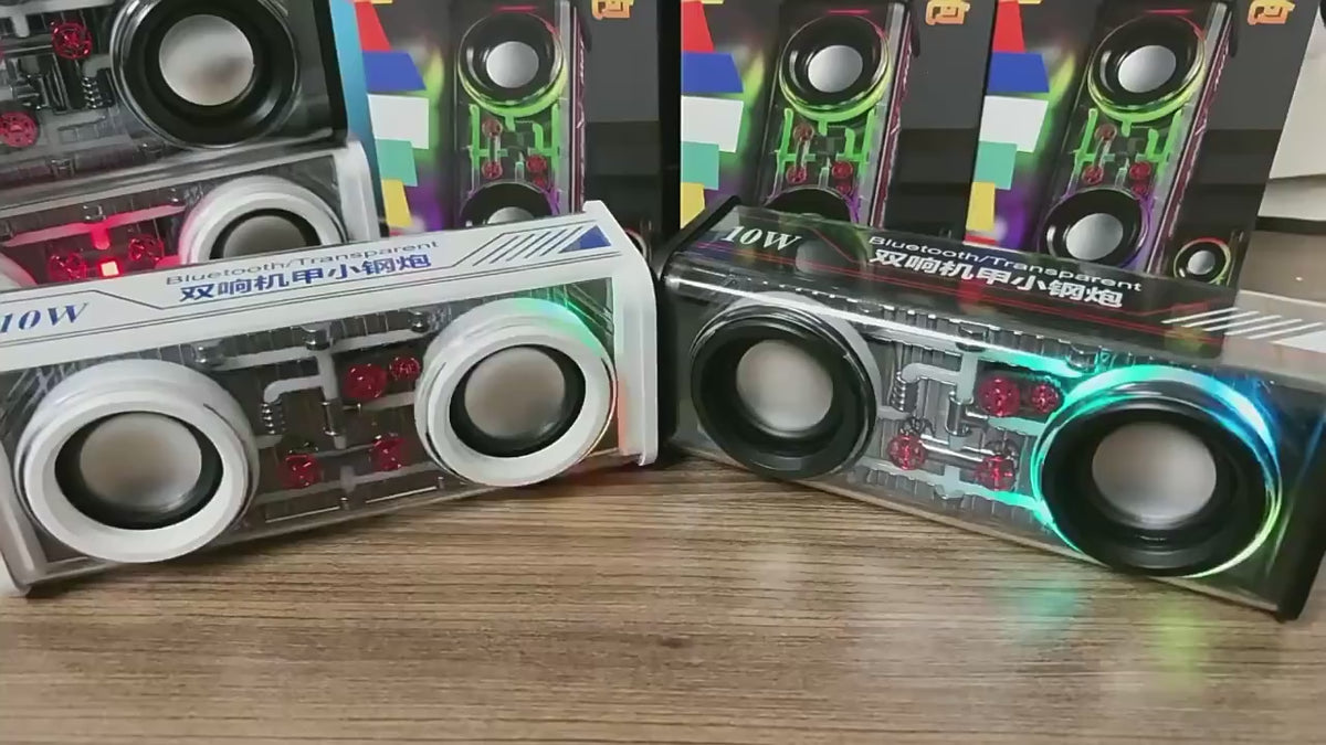Transparent Mecha Wireless Speaker V8 RGB LED Bluetooth 5.3 IPX4