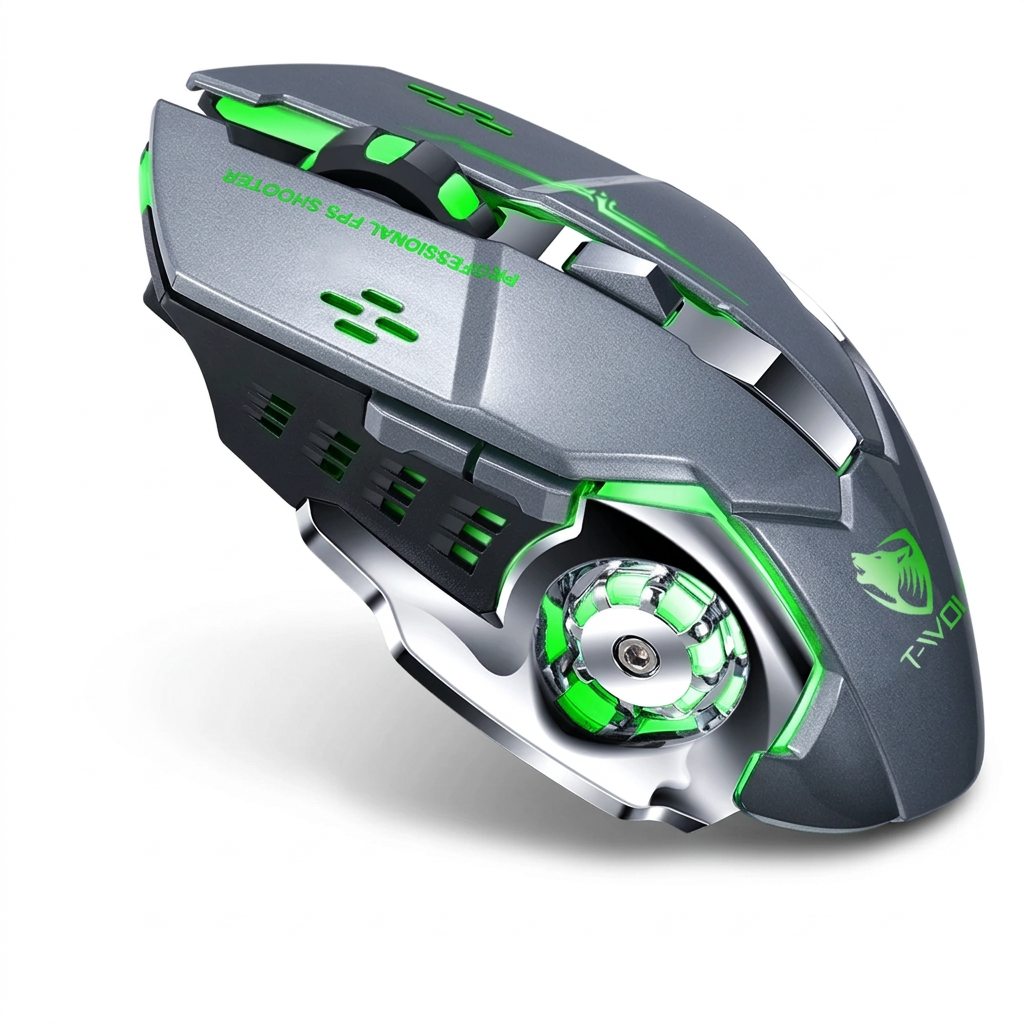 T-WOLF Q13B wireless gaming mouse in Metal Grey