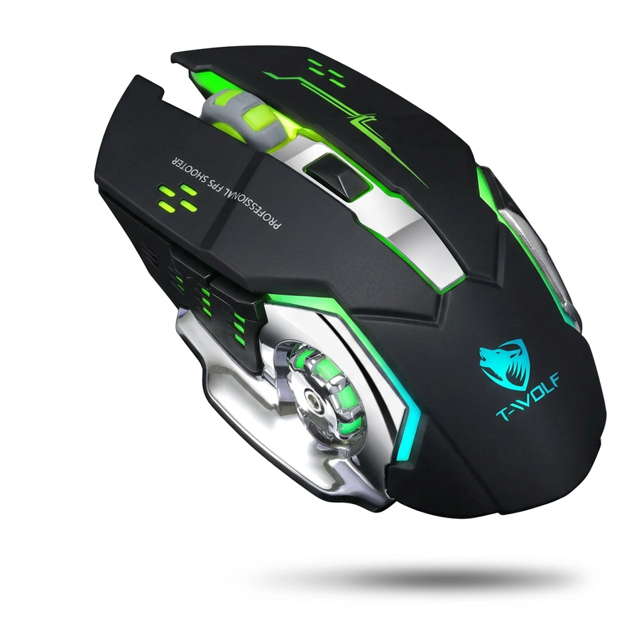 T-WOLF Q13B wireless gaming mouse in Pure Black
