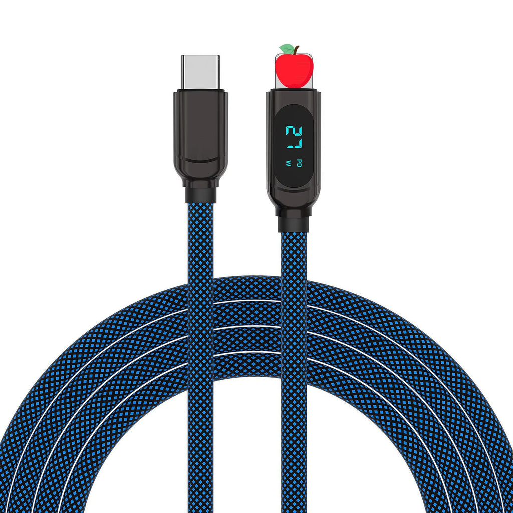 100W Digital Display Braided USB-C Charging Cable for iPhone – 2m Fast Charge