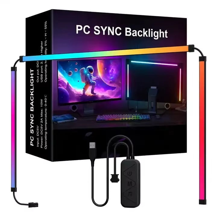 RGBIC LED Monitor Backlight Strip – Screen Sync USB Gaming Atmosphere Light 24" 27" 32" 34"