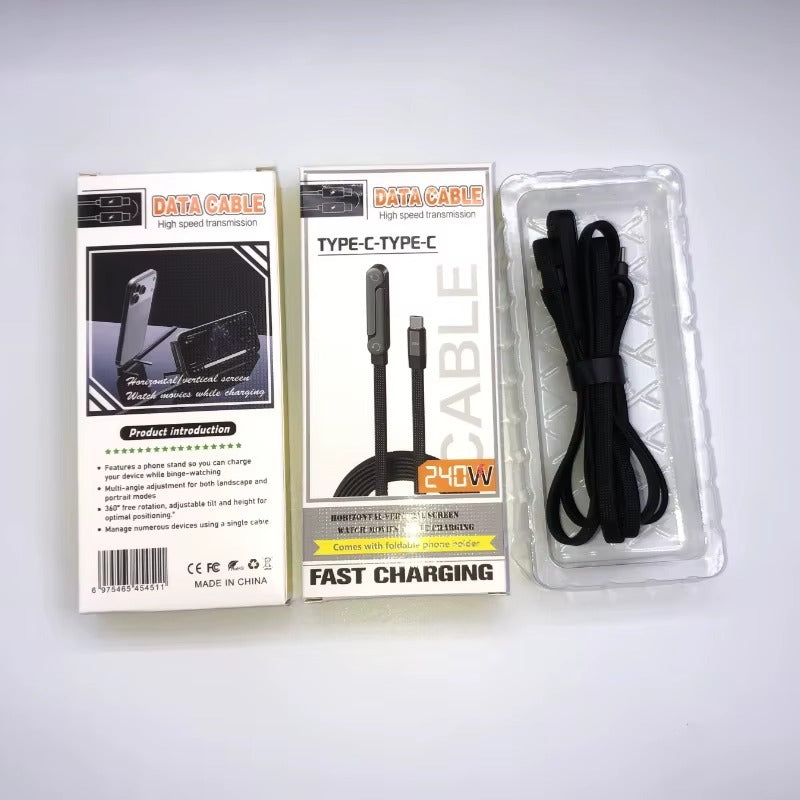 240W Gaming Cable with Built-In Foldable Phone Stand | Type-C to Type-C | 1.5m