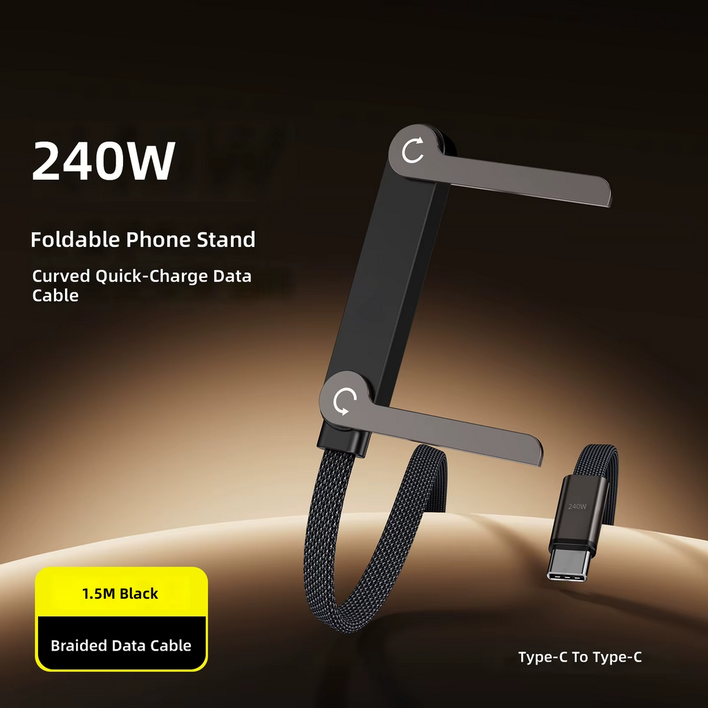 240W Gaming Cable with Built-In Foldable Phone Stand | Type-C to Type-C | 1.5m