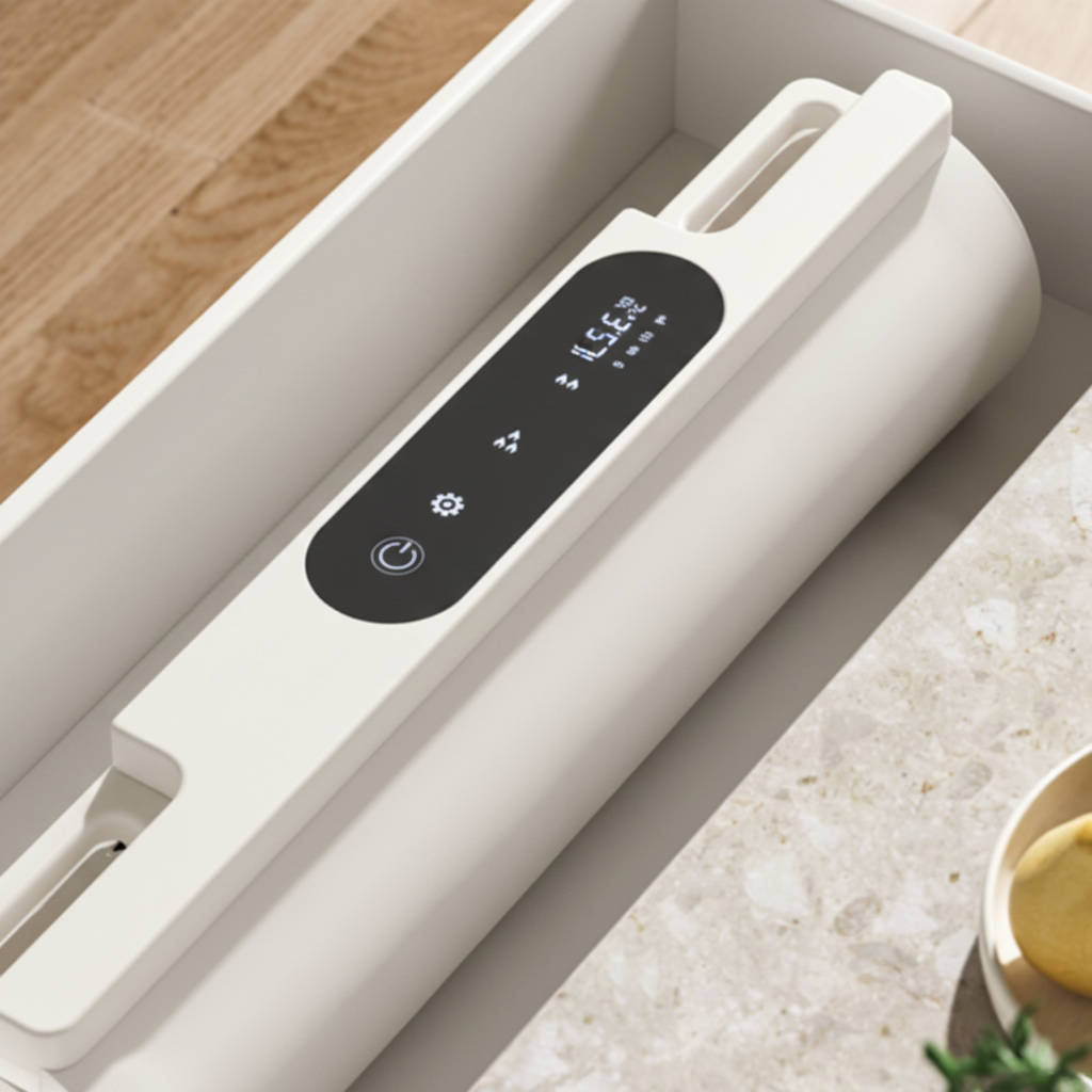 Warming mat rolled up in white