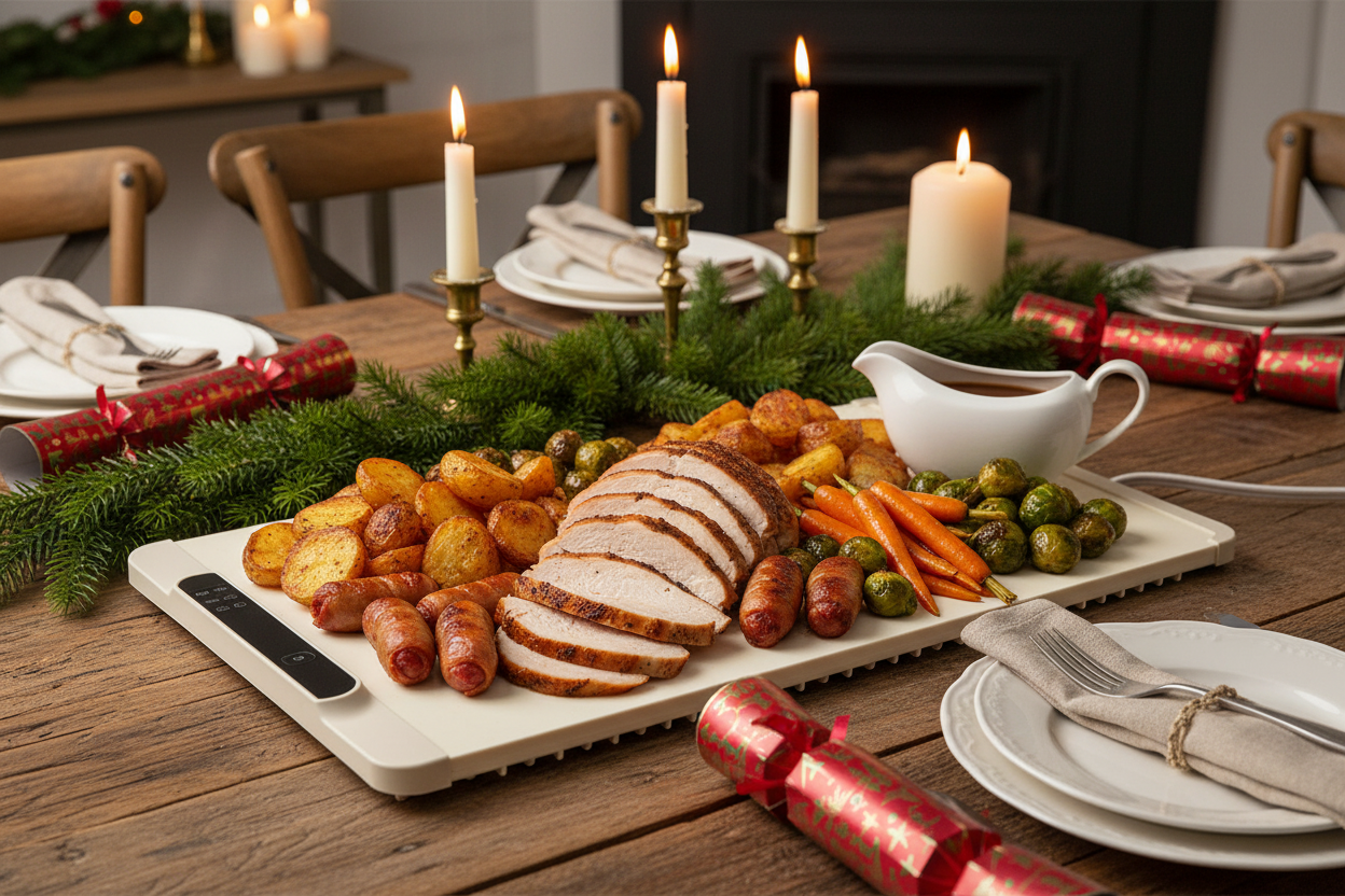 Warming mat with Christmas dinner