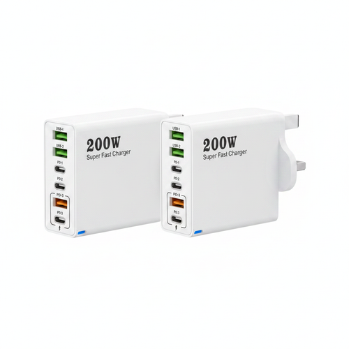 6-Port USB Charging Hub – 200W Fast Charger with USB-A & USB-C | UK Plug - Jackson’s Cool Stuff